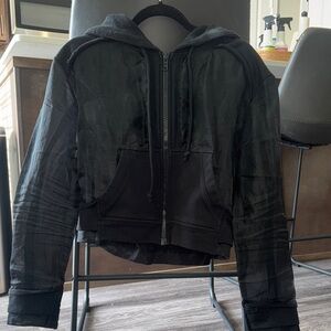 ALO Yoga Distressed Black Zip Up Jacket